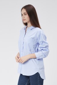 Mavi Dökümlü Bayan Gömlek