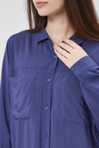 Lacivert Dökümlü Kadın Gömlek