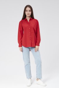 Kırmızı Dökümlü Kadın Gömlek