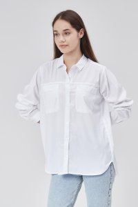 Beyaz Dökümlü Kadın Gömlek