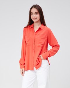 Turuncu Dökümlü Kadın Gömlek