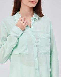 Turkuaz Dökümlü Kadın Gömlek