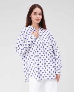 Beyaz Puantiyeli Kadın Gömlek