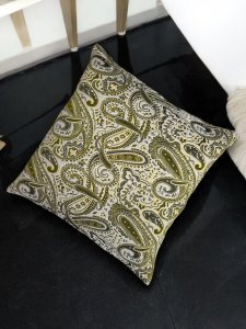 Yeşil Jakar Desenli Makinada Yıkanabilir Kırlent