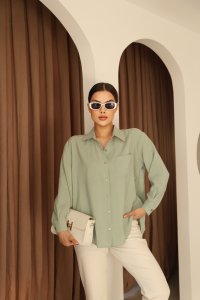 Çağla Yeşili Modal Regular Kadın Gömlek