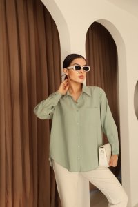 Çağla Yeşili Modal Regular Kadın Gömlek
