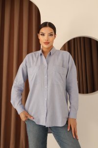 Mavi Renk Oxford Regular Fit Kadın Gömlek