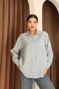 Bebe Mavisi Modal Regular Kadın Gömlek