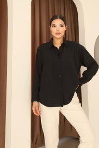 Siyah Modal Regular Kadın Gömlek
